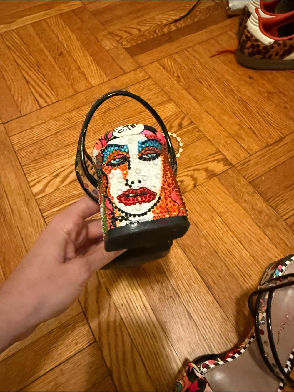 Like New!! Betsey Johnson Multicolor Embellished Block Heel Sandals - Picture 8 of 12